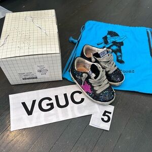 Golden Goose GGDB Kids Galaxy Glitter Fuchsia Sneakers with Star